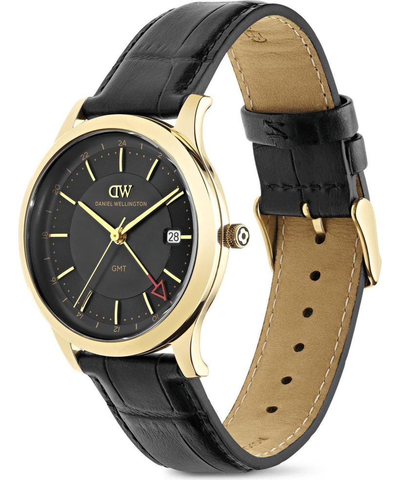 Годинник Чоловічий Daniel Wellington Pathfinder GMT Black-Croc Black Gold 39mm