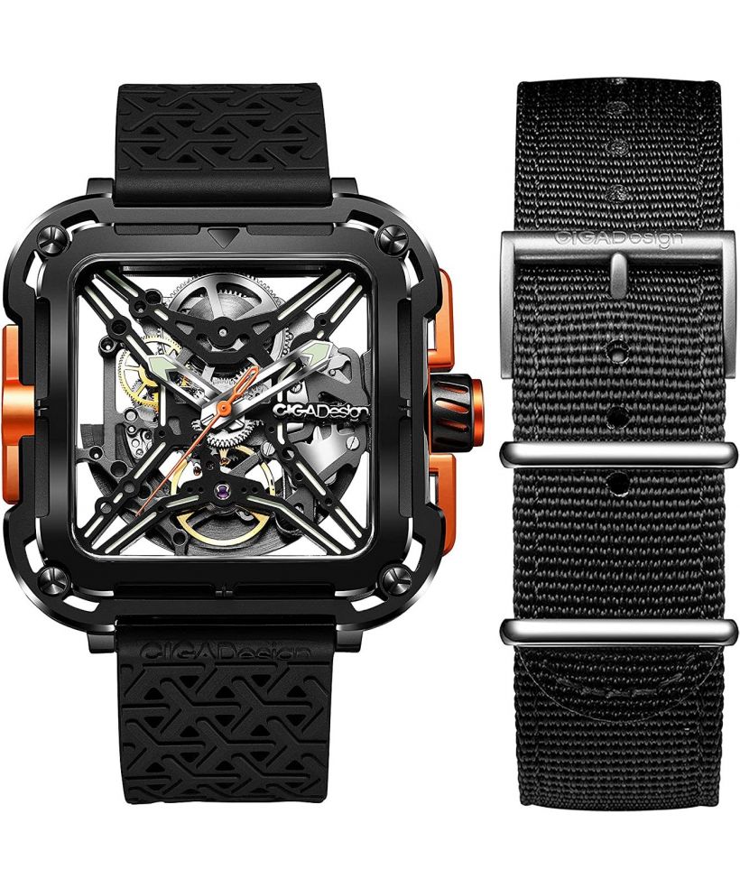 Годинник Чоловічий Ciga Design X Series Gorilla Black &amp; Orange Skeleton Automatic